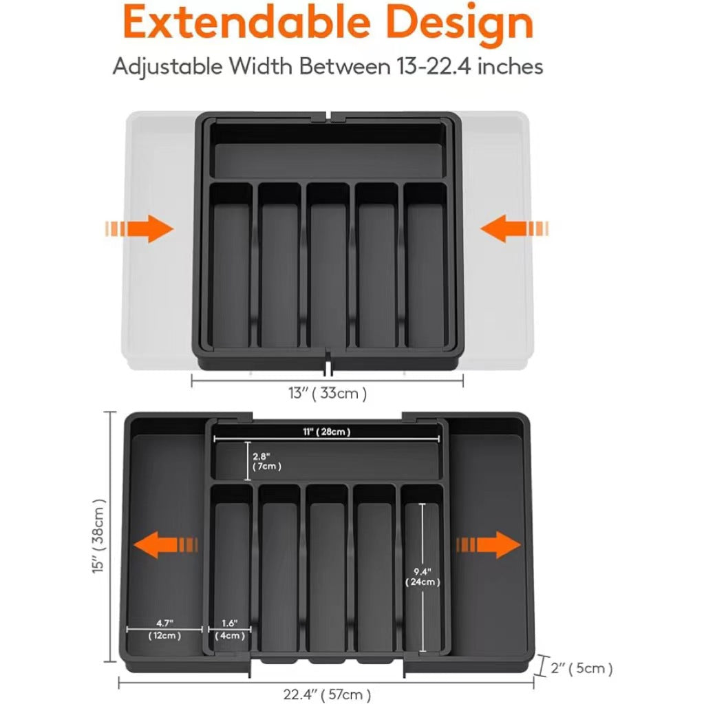 Extra Large Expandable Silverware Organizer, Kitchen Utensil Drawer Organizer, Adjustable Silverware Holder for Spoons Forks Knives