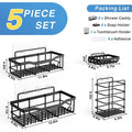 Adhesive Shower Caddy, 5 Pack Rustproof Stainless Steel Bath Organizers With Large Capacity, No Drilling Shelves for Bathroom Storage & Home Decor