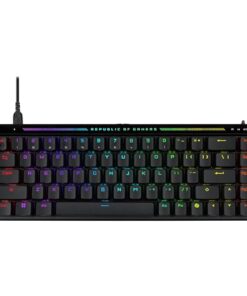ROG Falchion Ace HFX 65% gaming keyboard with ROG HFX magnetic switches, rapid trigger toggle, 8000 Hz polling rate, three-layer dampening foam, silicone gasket mount, touch panel and protective cover