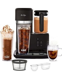 Mr. Coffee 3-in-1 Single-Serve Iced and Hot Coffee/Tea Maker with Blender with Reusable Filter, Scoop, Recipe Book, 2 Tumblers, Lids and Straws, Black