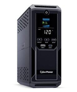 CyberPower CP1500AVRLCD3 Intelligent LCD UPS System, 1500VA/900W, 12 Outlets, 2 USB Ports, AVR, Mini Tower, Black