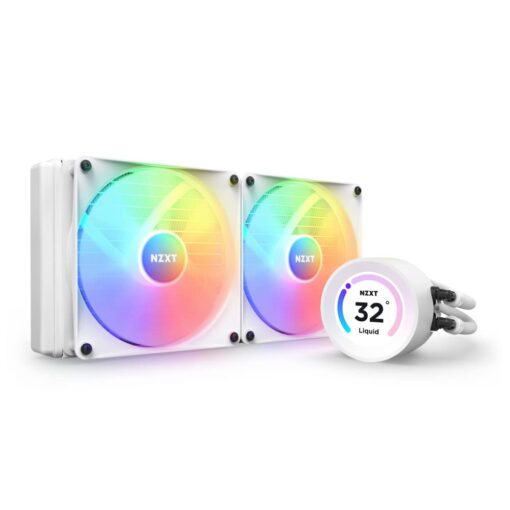 NZXT Kraken Elite 280 RGB - RL-KR28E-W1 - 280mm AIO CPU Liquid Cooler - Customizable 2.36" LCD Display for Images, Performance Metrics - High-Performance Pump - 2 x F140 RGB Core Fans - White
