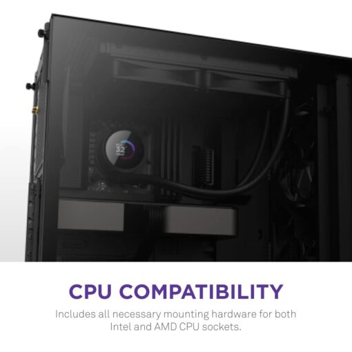 NZXT Kraken 240 - 240mm AIO CPU Liquid Cooler - Customizable 1.54" Square LCD Display for Images, Performance Metrics and More - High-Performance Pump - 2 x F120P Fans - Black - Image 2
