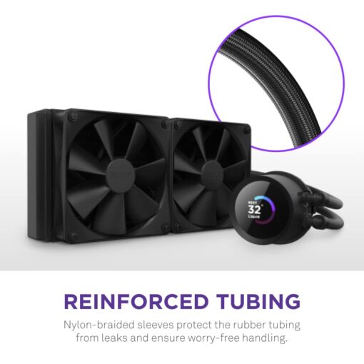 NZXT Kraken 240 - 240mm AIO CPU Liquid Cooler - Customizable 1.54" Square LCD Display for Images, Performance Metrics and More - High-Performance Pump - 2 x F120P Fans - Black - Image 3