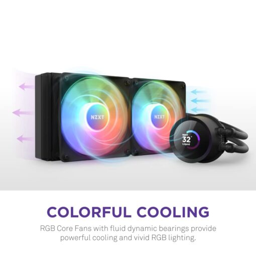 NZXT Kraken 360 RGB - 360mm AIO CPU Liquid Cooler - Customizable 1.54" Square LCD Display for Images, Performance Metrics - High-Performance Pump - 3 x F120 RGB Core Fans - Black - Image 5