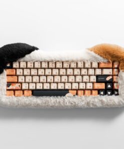 DRY STUDIO PETBRICK 65 2.4G Wireless Gaming Keyboard 65%, World's First Fluffy, Pettable Custom Mechanical Leaf Spring Keyboard, Switch Between Two Styles Any Time, Calico