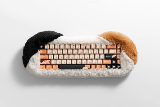 DRY STUDIO PETBRICK 65 2.4G Wireless Gaming Keyboard 65%, World's First Fluffy, Pettable Custom Mechanical Leaf Spring Keyboard, Switch Between Two Styles Any Time, Calico