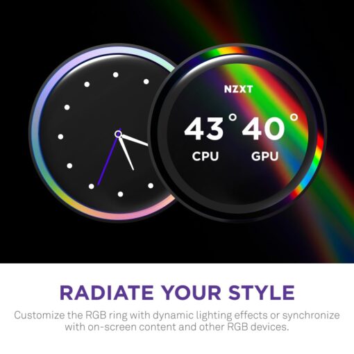 NZXT Kraken Elite 240 RGB 2024 - AIO CPU Liquid Cooler - 240mm Radiator - F240 RGB Core Fan - Customizable 2.72" IPS LCD - NZXT Turbine Pump - AMD® AM5, AM4 - Intel® LGA 1851/1700, 1200/115X - Black - Image 7