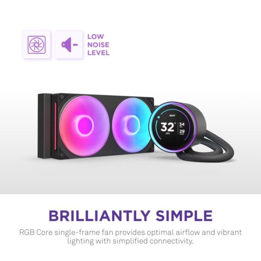 NZXT Kraken Elite 240 RGB 2024 - AIO CPU Liquid Cooler - 240mm Radiator - F240 RGB Core Fan - Customizable 2.72" IPS LCD - NZXT Turbine Pump - AMD® AM5, AM4 - Intel® LGA 1851/1700, 1200/115X - Black - Image 6
