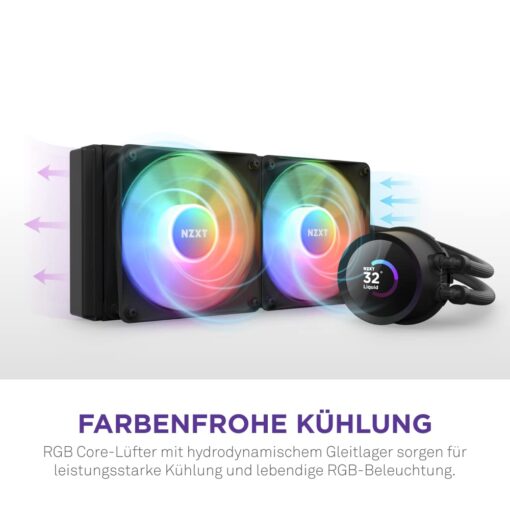 NZXT Kraken 280 RGB - RL-KR280-B1-280mm AIO CPU Liquid Cooler - Customizable 1.54" Square LCD Display for Images, Performance Metrics and More - 2 x F140 RGB Core Fans - Black - Image 3