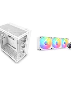 NZXT H9 Flow Dual-Chamber ATX Mid-Tower PC Gaming Case & Kraken 360 RGB - 360mm AIO CPU Liquid Cooler - RL-KR360-W1