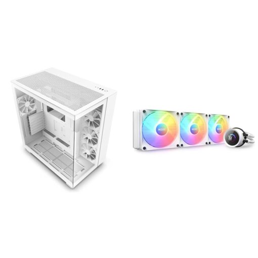 NZXT H9 Flow Dual-Chamber ATX Mid-Tower PC Gaming Case & Kraken 360 RGB - 360mm AIO CPU Liquid Cooler - RL-KR360-W1