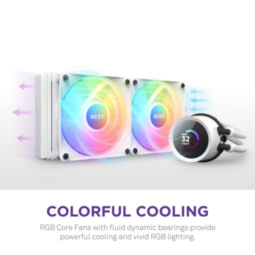NZXT Kraken 360 RGB - 360mm AIO CPU Liquid Cooler - RL-KR360-W1 - Customizable 1.54" Square LCD Display for Images, Performance Metrics - High-Performance Pump - White - Image 5