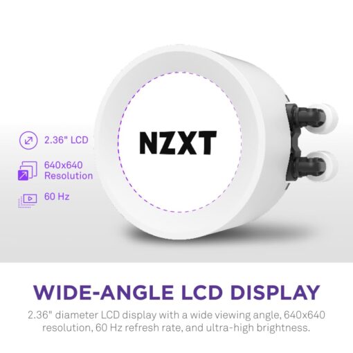 NZXT Kraken Elite 280 RGB - RL-KR28E-W1 - 280mm AIO CPU Liquid Cooler - Customizable 2.36" LCD Display for Images, Performance Metrics - High-Performance Pump - 2 x F140 RGB Core Fans - White - Image 5
