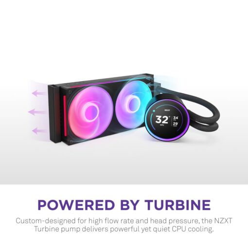 NZXT Kraken Elite 240 RGB 2024 - AIO CPU Liquid Cooler - 240mm Radiator - F240 RGB Core Fan - Customizable 2.72" IPS LCD - NZXT Turbine Pump - AMD® AM5, AM4 - Intel® LGA 1851/1700, 1200/115X - Black - Image 11