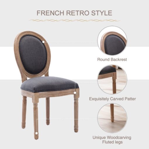 Virabit French Vintage Chairs Set of 2,Louis Farmhouse Dining Chairs with Solid Wood Frame and Tufted Fabric,Rubber Wood French Decor for Dining Room,Living Room, Kitchen,Restaurant - Image 8