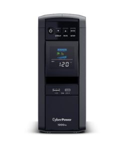 CyberPower CP1000PFCLCD PFC Sinewave UPS System, 1000VA/600W, 10 Outlets, AVR, Mini-Tower, Black