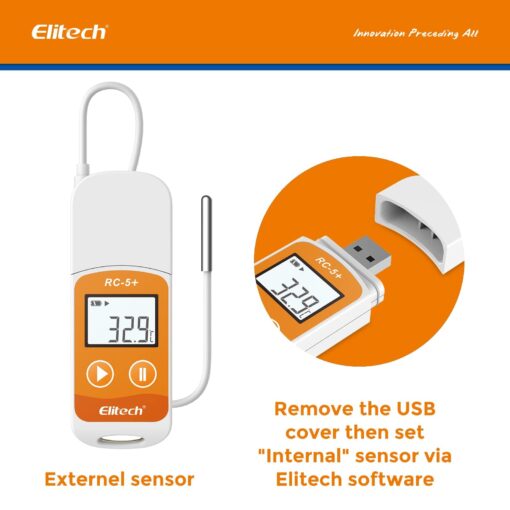Elitech RC-5+ TE Digital PDF USB Temperature Data Logger Reusable Recorder Refrigerator Thermometer 32000 Points High Accuracy (Extra External Sensor)-10Pack - Image 7