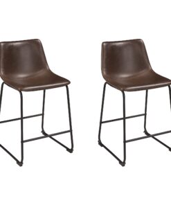 Signature Design by Ashley Centiar 24" Counter Height Modern Bucket Barstool 2 Count, Brown