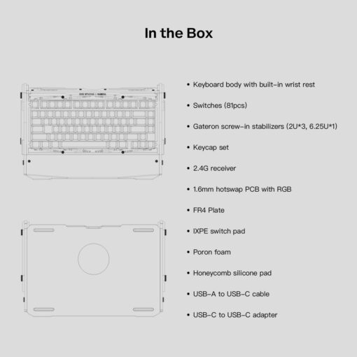 DRY STUDIO Black Diamond 75% RGB Wireless Mechanical Gaming Keyboard, 2.4G 2ms Latency, Tri-Mode Connection, Leaf Spring Mount, Custom Internals, Hotswapable Switch - Image 2