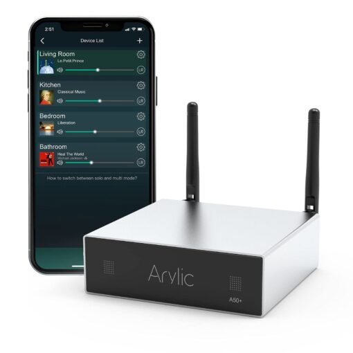 AirPlay 50W x 2 Stereo Amplifier for Home Audio Speakers - Multiroom Wireless Music Streaming with WiFi & Bluetooth - Spotify & Tidal Support | Arylic Up2stream A50+