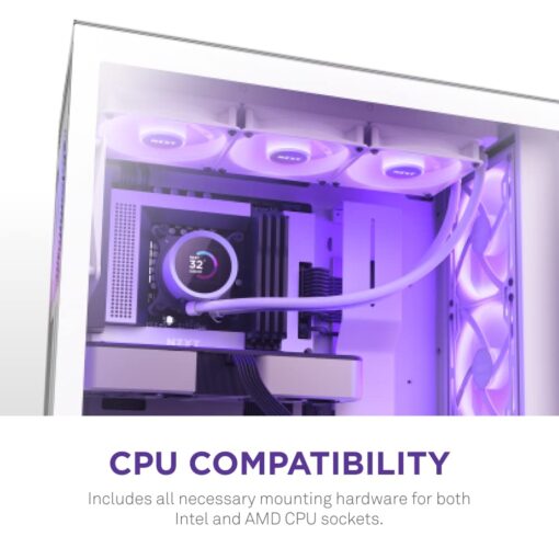 NZXT Kraken 360 RGB - 360mm AIO CPU Liquid Cooler - RL-KR360-W1 - Customizable 1.54" Square LCD Display for Images, Performance Metrics - High-Performance Pump - White - Image 2