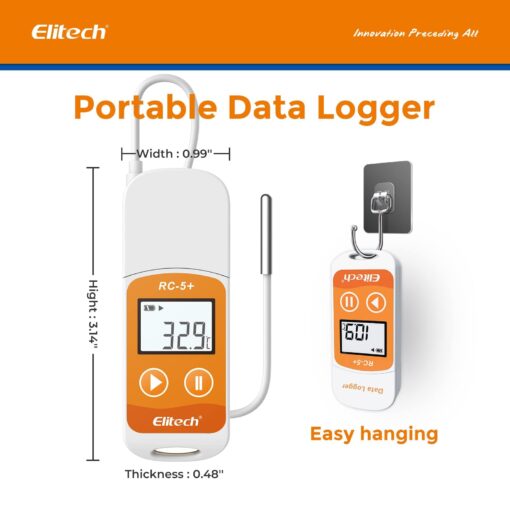 Elitech RC-5+ TE Digital PDF USB Temperature Data Logger Reusable Recorder Refrigerator Thermometer 32000 Points High Accuracy (Extra External Sensor)-10Pack - Image 8