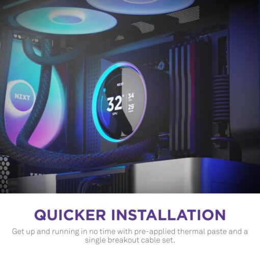 NZXT Kraken Elite 240 RGB 2024 - AIO CPU Liquid Cooler - 240mm Radiator - F240 RGB Core Fan - Customizable 2.72" IPS LCD - NZXT Turbine Pump - AMD® AM5, AM4 - Intel® LGA 1851/1700, 1200/115X - Black - Image 4