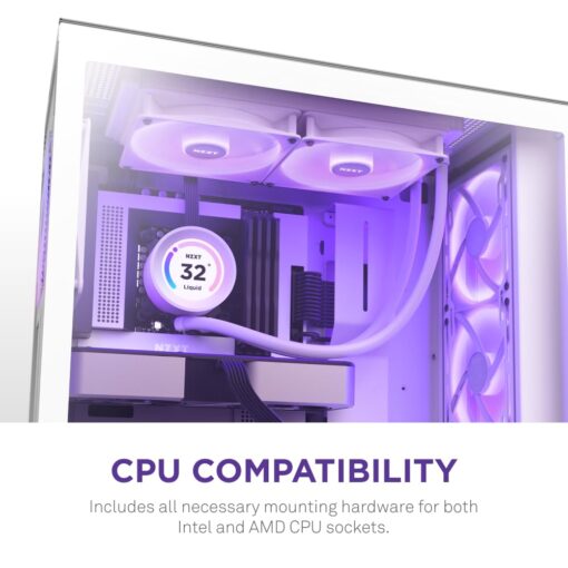 NZXT Kraken Elite 280 RGB - RL-KR28E-W1 - 280mm AIO CPU Liquid Cooler - Customizable 2.36" LCD Display for Images, Performance Metrics - High-Performance Pump - 2 x F140 RGB Core Fans - White - Image 2