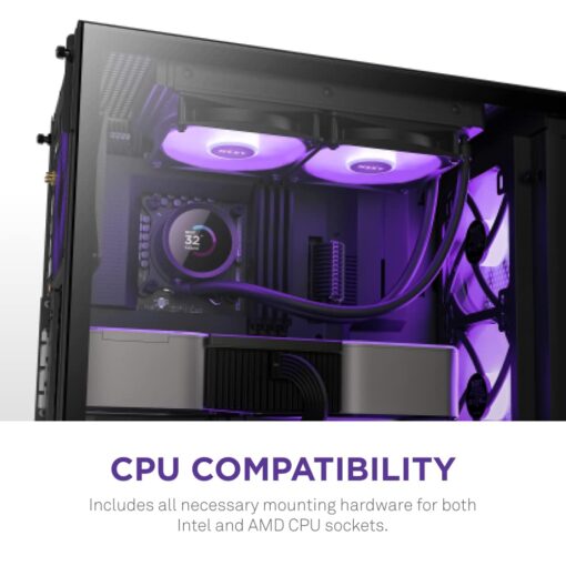 NZXT Kraken 240 RGB - 240mm AIO CPU Liquid Cooler - Customizable 1.54" Square LCD Display for Images, Performance Metrics - High-Performance Pump - 2 x F120 RGB Core Fans - Black - Image 2