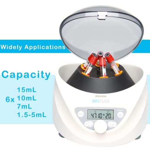 ONiLAB Lab PRP Benchtop Centrifuge 6x15mL/10mL/7mL/1.5-5ml, 300-5000rpm(Max. 2600xg RCF),LCD Digital Desktop Lab Centrifuge Timer 30sec-99min, Two Quick Start Programs - Image 3