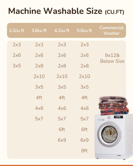 Area Rug 8x10 Rug Machine Washable Non-Slip Low Pile Print Pattern Western Rug for Living Room Bedroom Entryway-Cream/Camel - Image 5