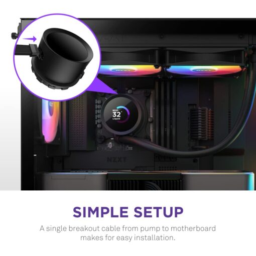 NZXT Kraken 360 RGB - 360mm AIO CPU Liquid Cooler - Customizable 1.54" Square LCD Display for Images, Performance Metrics - High-Performance Pump - 3 x F120 RGB Core Fans - Black - Image 4