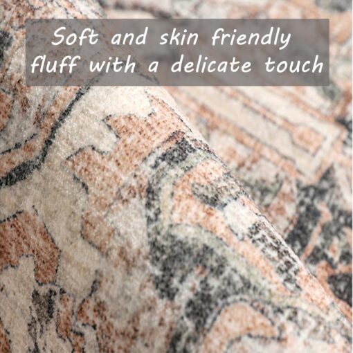 CHAMPLANT Washable Area Rug 8x10 Retro Flowers Boho Design Non-Shedding Easy Care Ideal for High Traffic Areas in Living Room Bedroom Office Coffee Table Kitchen Large Carpet - Image 4