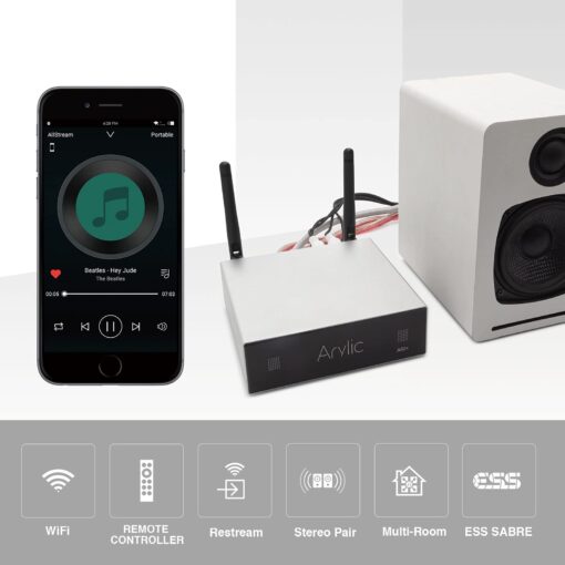 AirPlay 50W x 2 Stereo Amplifier for Home Audio Speakers - Multiroom Wireless Music Streaming with WiFi & Bluetooth - Spotify & Tidal Support | Arylic Up2stream A50+ - Image 4
