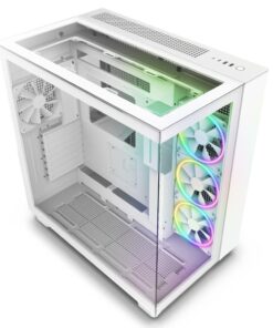 NZXT H9 Elite Dual-Chamber ATX Mid-Tower PC Gaming Case – Includes 3 x 120mm F120 RGB Duo Fans with Controller– Glass Front, Top & Side Panels 360mm Radiator Support Cable Management White
