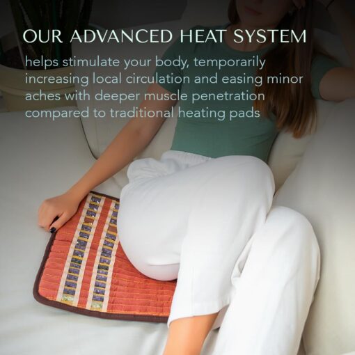 HealthyLine TAO Far Infrared Heating Pad - Small Natural Crystal Gemstones Mat for Back Pain - Electric Auto Shut Off - Rejuvenating Negative Ions Therapy - 18" x 18" - Image 5