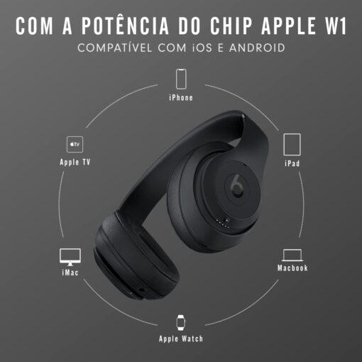 Beats Studio3 Wireless Noise Cancelling Over-Ear Headphones - Apple W1 Headphone Chip, Class 1 Bluetooth, 22 Hours of Listening Time, Built-in Microphone - Matte Black - Image 8