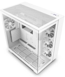 NZXT H9 Flow Dual-Chamber ATX Mid-Tower PC Gaming Case – High-Airflow Perforated Top Panel – Tempered Glass Front & Side Panels – 360mm Radiator Support – Cable Management – White