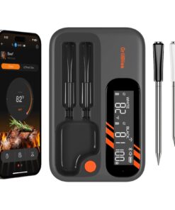 Wireless Meat Thermometer - 5G Wi-Fi and 5.4 Bluetooth Meat Thermometer Digital Wireless for Grilling and Smoking with IP67 Dual Probes and Backlight LCD Display for BBQ, Smoker, Oven, Grill