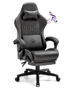 GTPLAYER Chair Computer Gaming Chair (Leather, Grey)