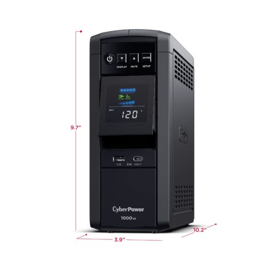 CyberPower CP1000PFCLCD PFC Sinewave UPS System, 1000VA/600W, 10 Outlets, AVR, Mini-Tower, Black - Image 5