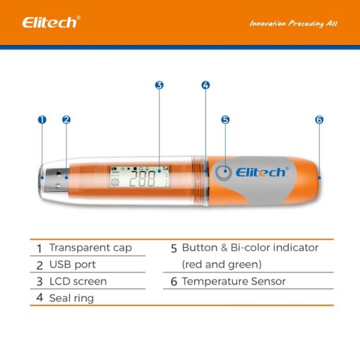 Elitech RC-51H USB Temperature Data Logger Reusable Digital Recorder Medical Refrigerator Thermometer Programmable Monitor 32000 Points High Accuracy (5 Packs) - Image 4