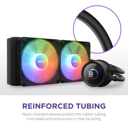 NZXT Kraken 240 RGB - 240mm AIO CPU Liquid Cooler - Customizable 1.54" Square LCD Display for Images, Performance Metrics - High-Performance Pump - 2 x F120 RGB Core Fans - Black - Image 3