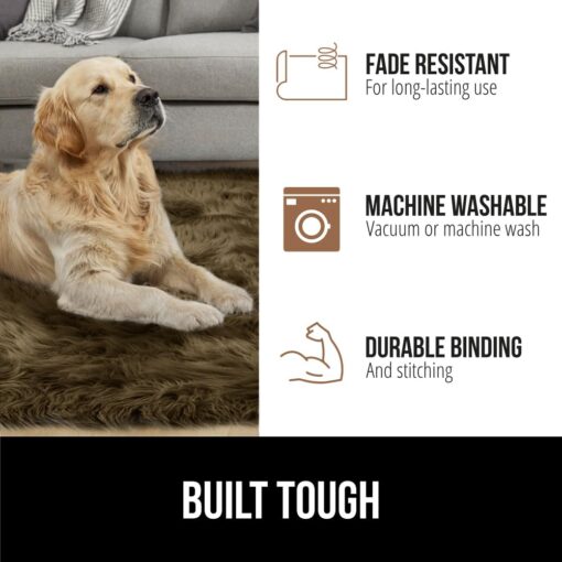 Gorilla Grip Fluffy Faux Fur Rug, Machine Washable Soft Furry Area Rugs, Rubber Backing, Plush Floor Carpets for Baby Nursery, Bedroom, Living Room Shag Carpet, Luxury Home Decor, 6x9, Brown - Image 5