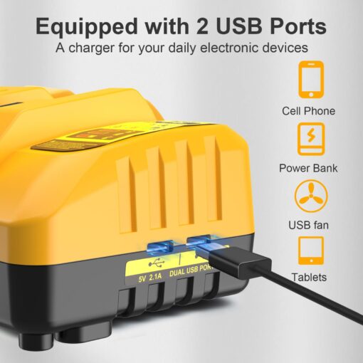 Lenoya Upgraded 7.0Ah Replacement for Dewalt 20V Battery 4Packs 20V Max High Capacity and DCB104 Charger Replacement for DCB200 DCB203 DCB204 DCB206 - Image 4