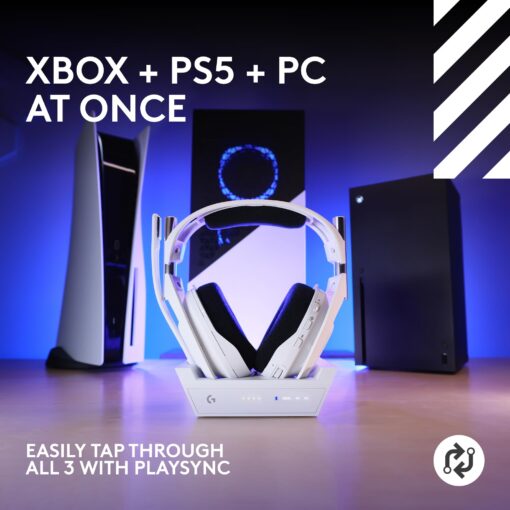 Logitech G Astro A50 X Omni-Platform Wireless Gaming Headset + Base Station for PS5, Xbox, PC: PLAYSYNC Video & Audio Switcher, HDMI 2.1 4K 120Hz VRR, <24 bit/48 kHz, 24hr Battery, 2.4GHz & BT - White - Image 11