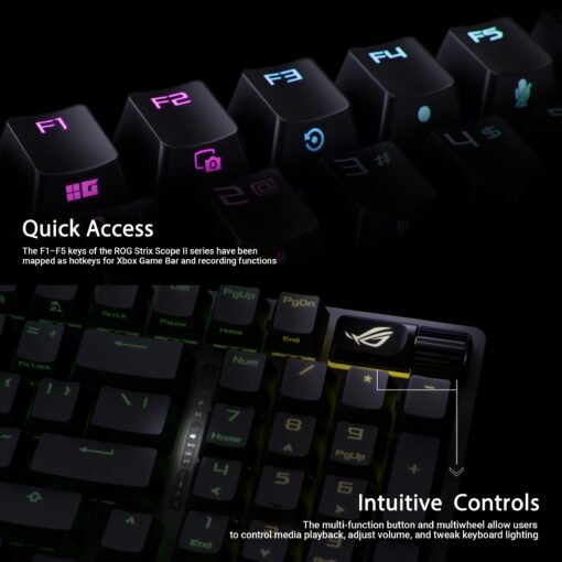 ASUS ROG Strix Scope II 96 Wireless Gaming Keyboard, Tri-Mode Connection, Dampening Foam & Switch-Dampening Pads, Hot-Swappable Pre-lubed ROG NX Snow Switches, PBT Keycaps, RGB-Black - Image 2