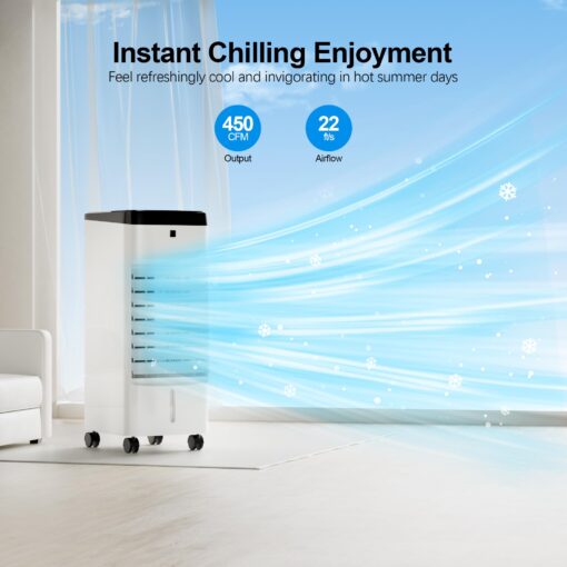 Uthfy Portable Air Conditioners, 3 In 1 Swamp Cooler with 6 Ice Packs, Evaporative Air Cooler with 120°Oscillation, 12H Timer, 3 Speeds, 4 Modes, Remote, Cooling Fan for Bedroom, Living Room, Office - Image 7
