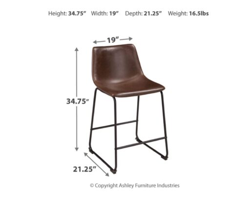 Signature Design by Ashley Centiar 24" Counter Height Modern Bucket Barstool 2 Count, Brown - Image 8